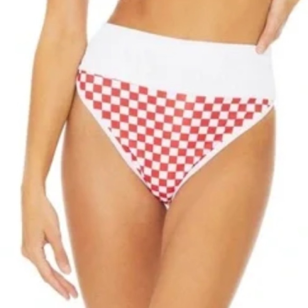 NWT Beach Riot Red and white check Emmy bikin bottom size small